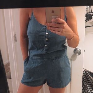 Love stitch Denim Romper